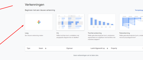 Stap 1 vrije verkenning aanmaken